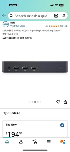 Dell D3100 USB 3.0 Ultra HD/4K Docking Station Triple Monitor  