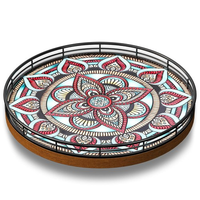 #ad #ad Oak Bohemia Lazy Susan 10.2quot; Turntable Organizer for Table Top with Ceramic 3... $39.31