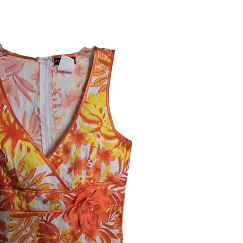 Jodi Kristopher Dress Juniors Size 7/8 Made In USA Orange Tropical Print - Picture 3 of 11