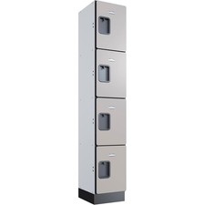 Global Industrial 4-Tier 4 Door Wood Locker 12"W x 15"D x 72"H Gray Unassembled