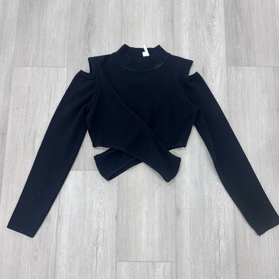 JONATHAN SIMKHAI knit cut out cross sweater black small