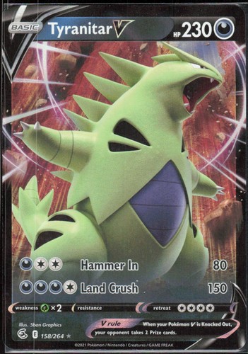 Tyranitar V 158/264 Holofoil Ultra Rare SWSH08: Fusion Strike NM Pokemon