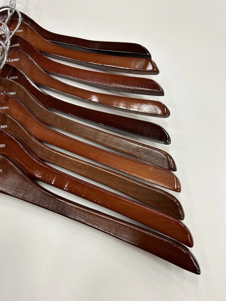 Polo Ralph Lauren Madera Lacada Curvado 18 pulgadas Perchas - (Lote de 10) - Foto 4 de 4