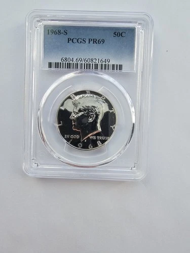 SILVER 1968 S PR69 KENNEDY HALF DOLLAR GRADED PCGS 5OC  40% AG CLAD COIN