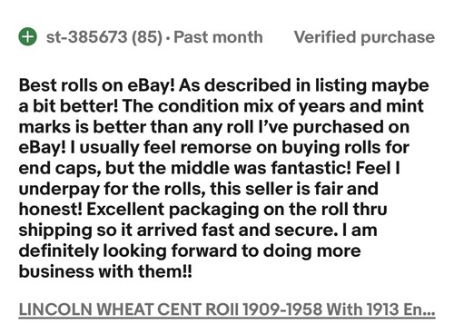 LINCOLN WHEAT CENT ROll 1909-1958 With 1916 S Wheat Ender. (W-192) - Bild 6 von 10