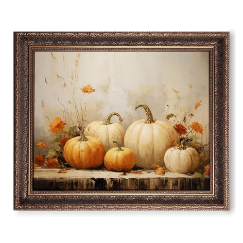 Rustikale Herbstdeko Wandbild Kürbis Stillleben Deko Herbstkunst Vintage Herbst Wand