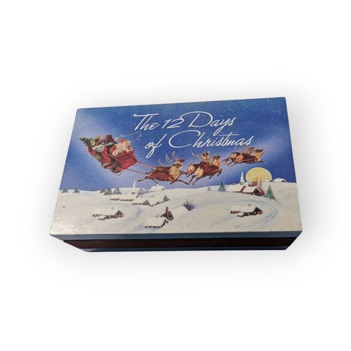 Caja de música Mr. Christmas Matchbox Melodías 12 días de Navidad cuerda Santa de colección - Imagen 12 de 14