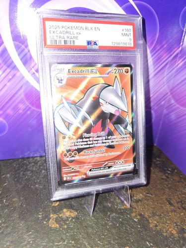 Pokémon 2025 negro en negro perno ultra raro #160 Excadrill Ex PSA 9 - Imagen 1 de 4