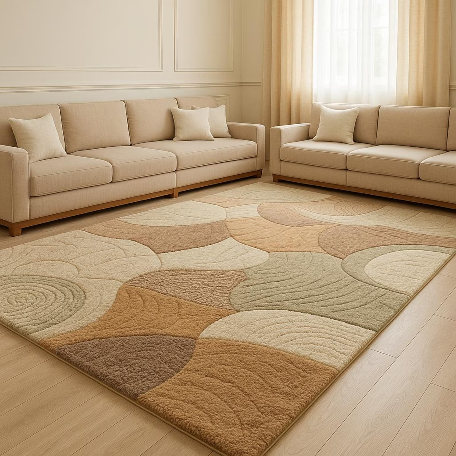 New Modern Hand Tufted Wool Area  Abstract Earth Tones, Plush Carpet rug