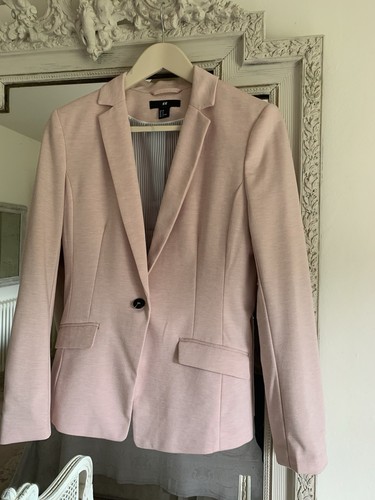 Hellrosa H&M Jersey Blazer Jacke Größe Eur 38 UK 10 / 12 tailliert