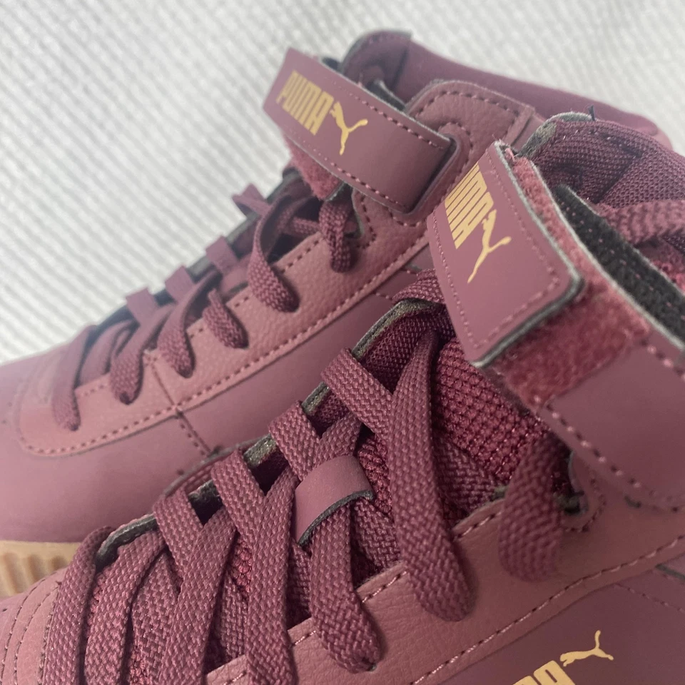 Puma Carina Mid WTR Zapatos Mujer Talla 9.5 Borgoña Goma Zapatillas Altas Foto 3 de 4