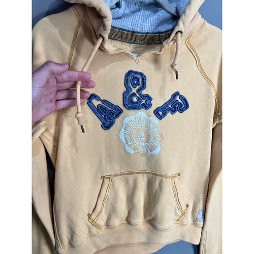 Suéter con Capucha Abercrombie & Fitch Amarillo Raro De Colección Talla Y2K Para Mujer M Años 90 Comodidad - Imagen 5 de 13