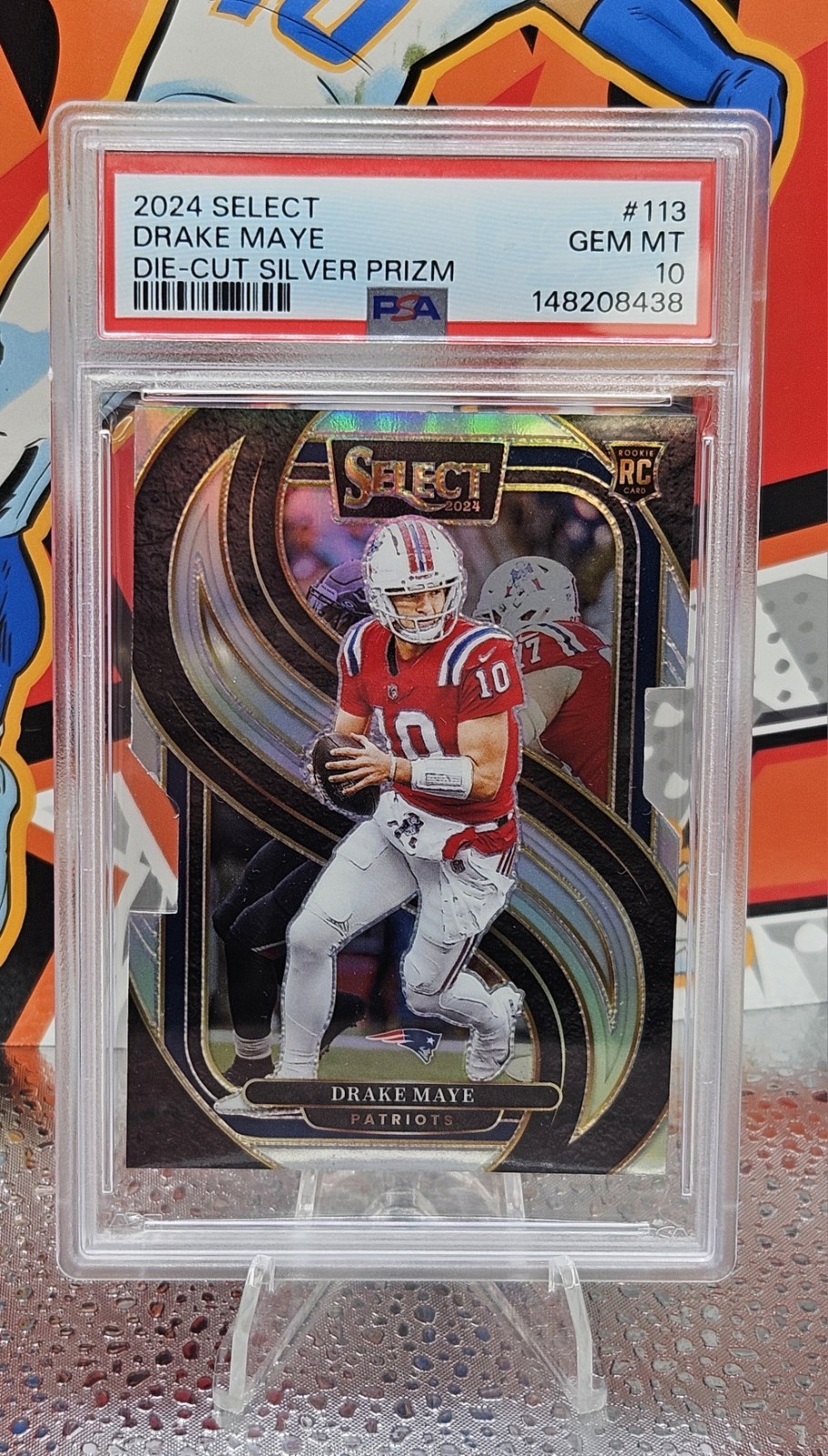 2024 Panini Select Premier Level Drake Maye #113 Silver Prizm DieCut (RC) PSA 10