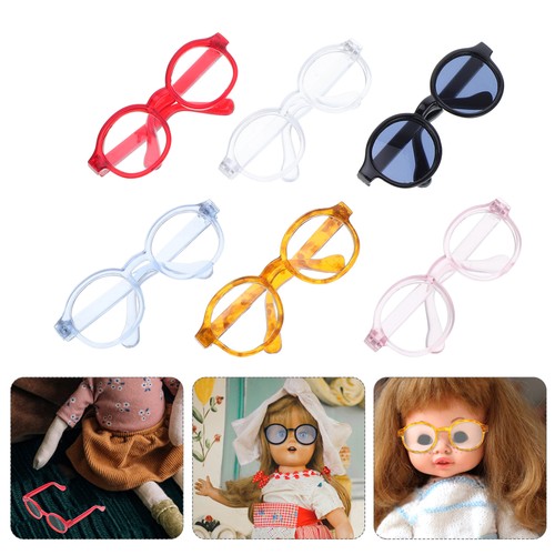 6 Pezzi Occhiali Animali Domestici Giocattoli Bambino Plastica Bambola Occhiali Vestire Casa delle Bambole Artigianato - Foto 3 di 12