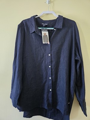 New With Tags Ladies Nautica Jeans Linen Blend Navy Tunic XXL