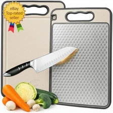 Titanium Double-Sided Cuting Board for Kitchen - Large 14X8 Inch Stainless Steel