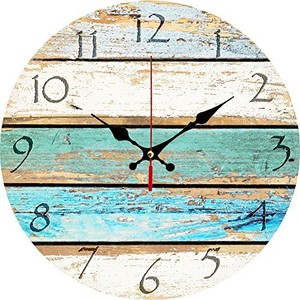 Beach Theme Wall Clock Look Old Vintage Hanging Shabby Round Home Image Is Loading Beach Theme Wall Clock Look Old Vintage Hanging