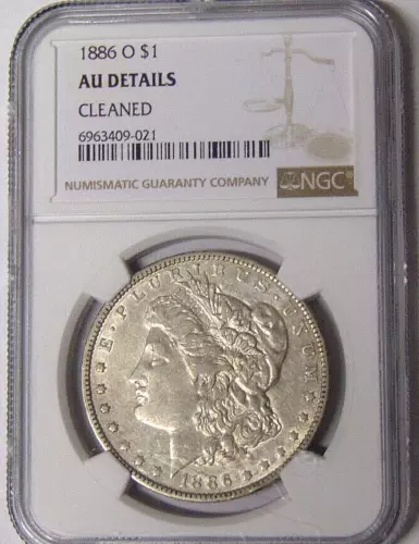 NGC AU Detail 1886-O Morgan Silver Dollar About Uncirculated New Orleans Mint