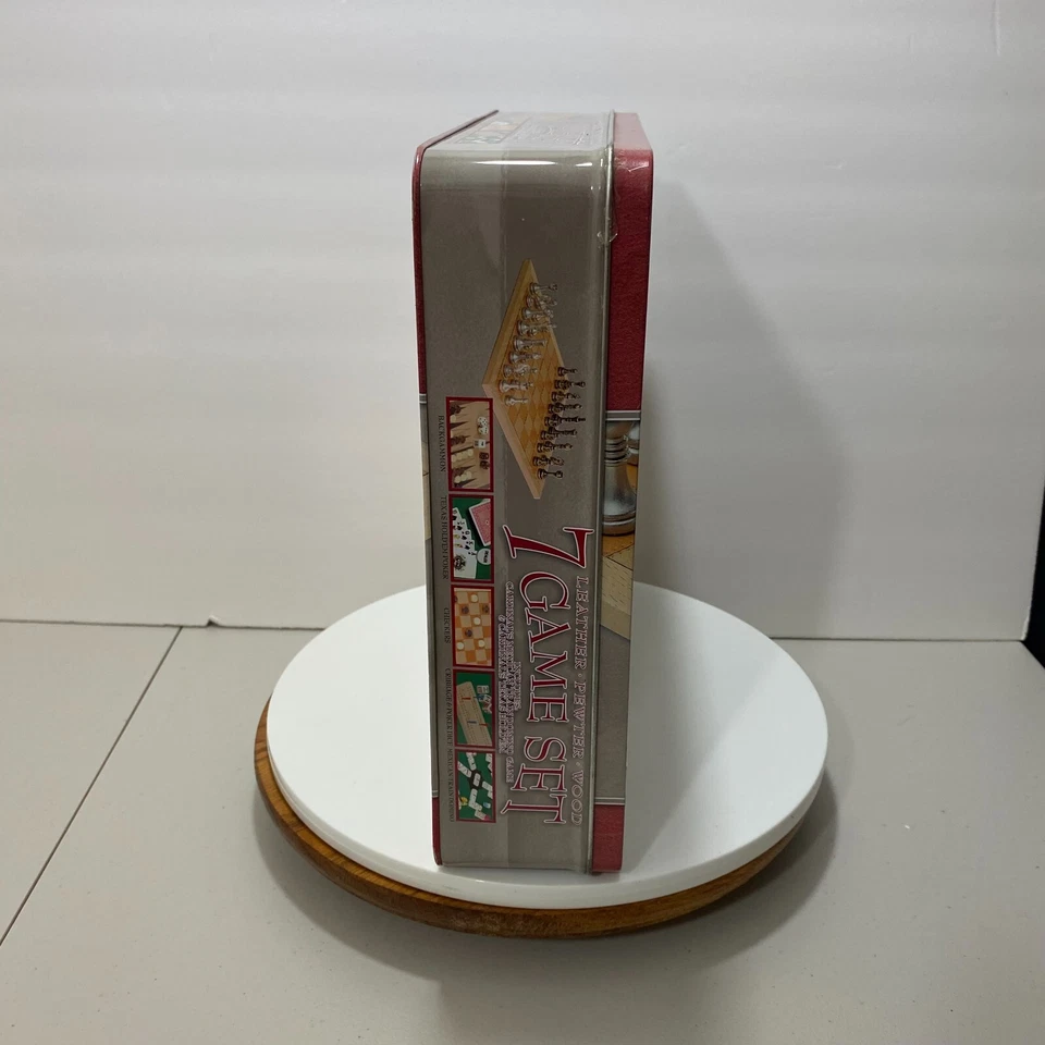 Cardinal 7 Game Night Set Limited Leather Edition Pewter Wood Poker Backgammon - Image 3 of 4