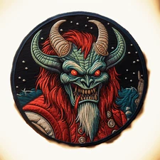 Krampus Patch Christmas Iron-On Applique Horror Folklore Scary Sew-On Badge
