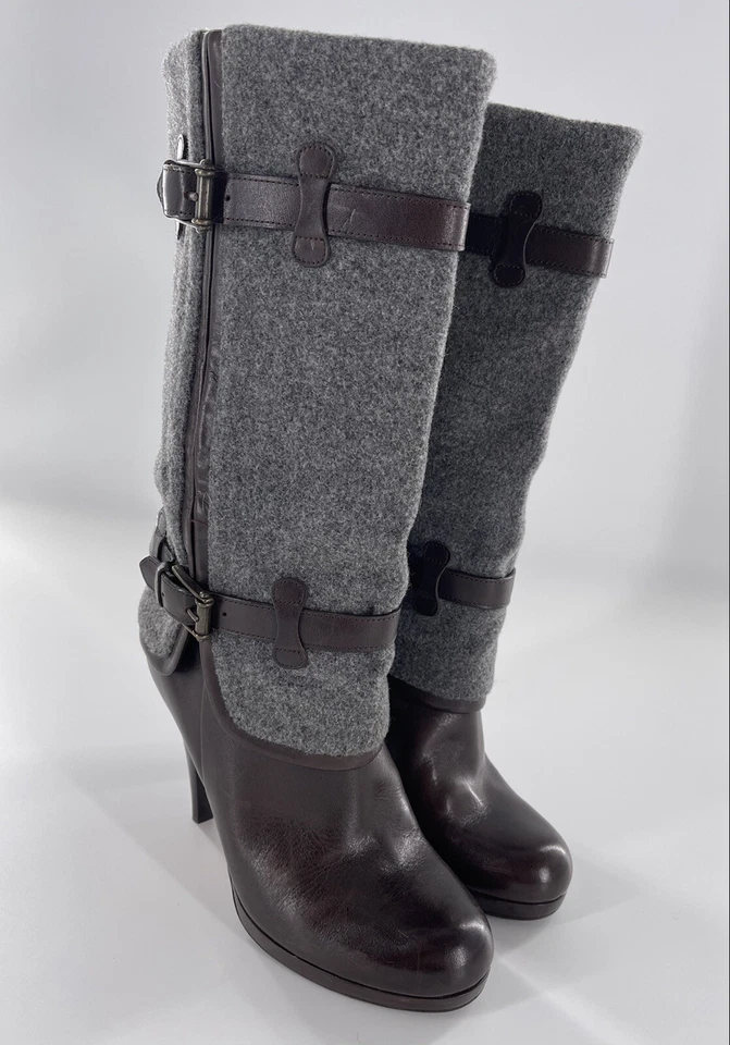 Cole Haan Air Kennedy Botas con Hebilla Talla 8.5 Marrón Gris Tacones Altos $398 Foto 4 de 4