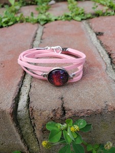 handmade-adjustable-womans-pink-bracelet-wrap-with-unique-colorful-universe-gem