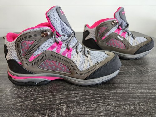 Women's Propet Peak Waterproof Hiking Boot, grey/berry mesh/nubuck, Size 10 - Picture 14 of 24