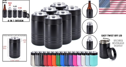 6-Pack 12oz Stainless Steel Double Wall Vacuum Insulated Beverage Cooler - Black - Picture 2 of 8