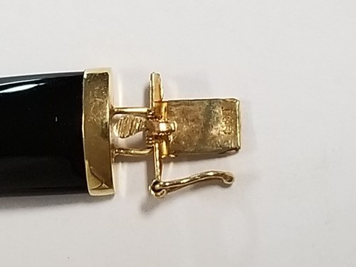 Brazalete de eslabón de ónix negro oro amarillo sólido de 14 K 9,3 mm x 20 mm 9,0 gramos 7,25 pulgadas - Imagen 2 de 3