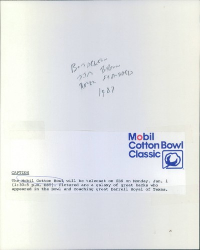 Foto de prensa 1987 Cotton Bowl Greats Bo Jackson, Jim Brown, Roger Staubach - Imagen 2 de 2