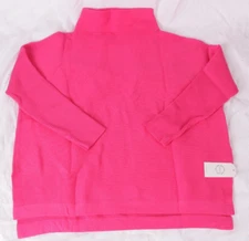 LILLUSORY Mock Turtleneck Oversized Sweater Ribbed Knit Pullover - rose red pink