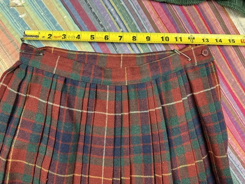 Vintage 80s plaid pleated outfit Corduroy jacket set 3pc Matching Set Sz 9 26” W - Picture 14 of 17