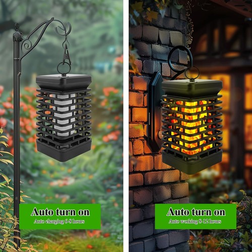 4 Pack Solar Lanterns Outdoor Lights Upgraded Flickering Flame Solar L... - Picture 4 of 6
