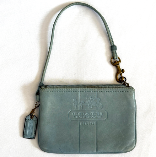 AUTHENTISCHE COACH LEDERWAREN ARMBAND HANGTAG BLAU ZERFETZT GEFÜTTERT BOHO 6"x4"