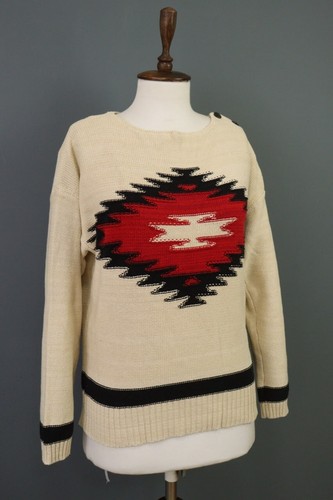 Jeans Company Ralph Lauren Beige Aztec Knit Sweater Size L - Picture 11 of 19