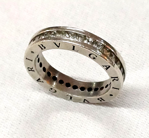 Bvlgari Ring. Sterling Silver / Clear Stones / Band Ring / 925 / 9.4 g / Size U - Picture 2 of 14