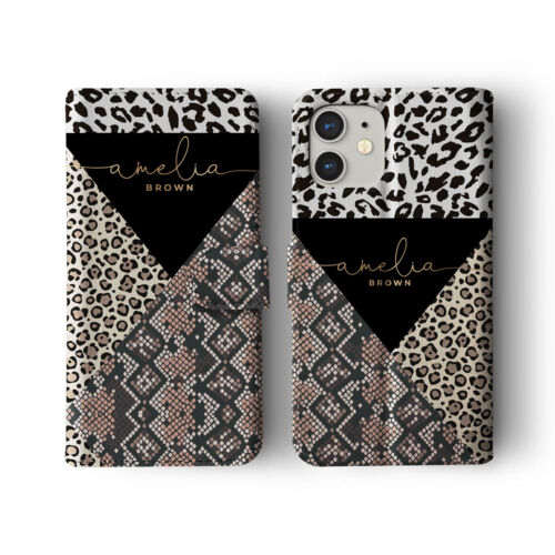 Tirita Personalised Wallet Flip Case for iPhone 16 15 14 13 Animal Print Leopard - Picture 11 of 25
