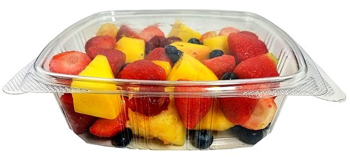Recipiente transparente con bisagras para ensalada de frutas Deli Candy Nuts de 48 oz. (8.0" x 8.5" x 2.5") - Imagen 1 de 7