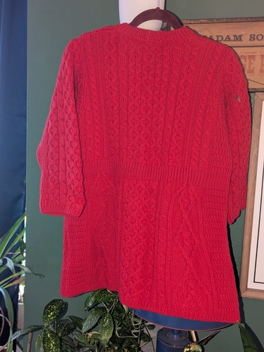 Kilronan Knitwear Merino Wool Empire Waist 3/4 Sleeve Cardigan RED Ladies Medium - Picture 2 of 9