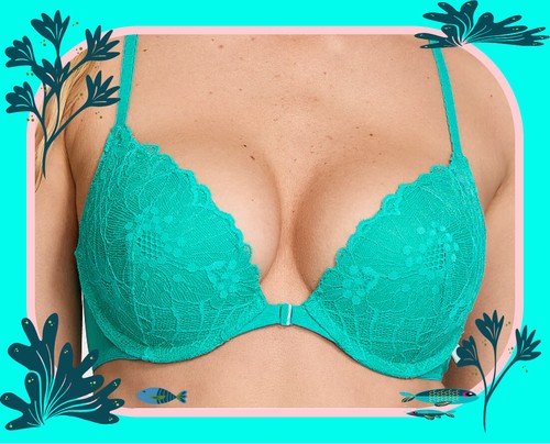 34B Capri Sea Green Front Close Extreme Lift Victorias Secret Plunge PU UW Bra - Picture 10 of 16