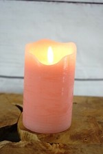 Echtwachs LED Kerze Timer 3D Flamme Batterie Rose Grau Stumpen Kerze Rustikal