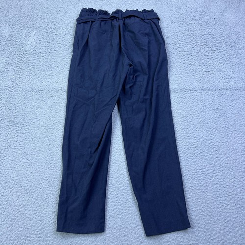 NEW Loft Tie Waist Slim Pants Womens S Navy Melange High Waist Paper Bag Pleated - Picture 13 of 15