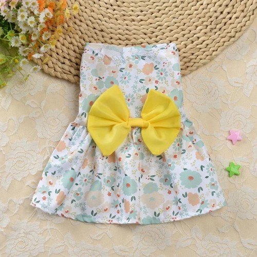 Cute Cat Dog Dress Floral Printed Pet Skirt Puppy Princess Skirt Poodle - Picture 12 of 17