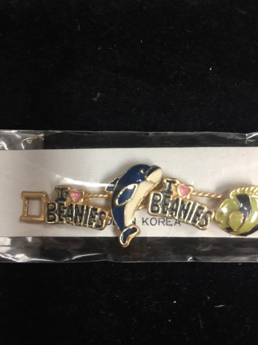 VINTAGE SLIDE BRACELET With I Love Beanies AQUATIC Animals ENAMEL & GOLD TONE 7" - Picture 4 of 9