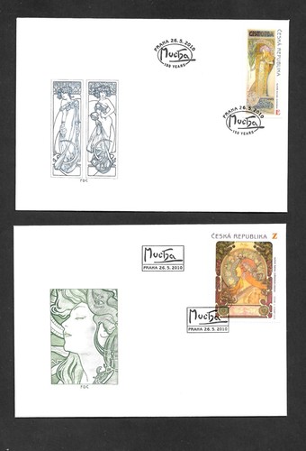 Czech Republic 2010 FDC Mi 633-634 Sc 3454-3455 Alfons Mucha. - Picture 1 of 2