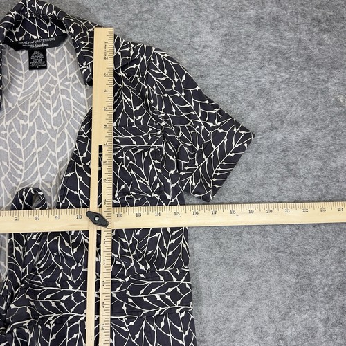 DIANE von FURSTENBERG Dress Women Size 2 Black Geometric Silk Blend Short Sleeve - Picture 7 of 12