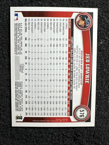 Jed Lowrie #576 2011 Topps Baseball Menge Boston Red Sox - Bild 2 von 3