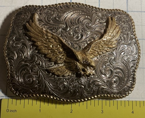 Vintage Gold Roped Crumrine Eagle Belt Buckle - Picture 2 of 11