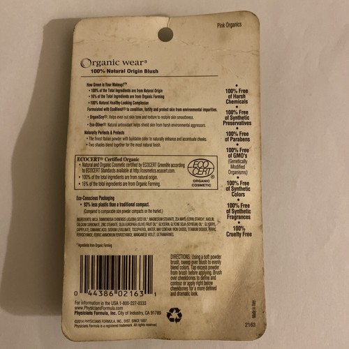 Physicians Formula Organic Wear Pink Organics 2163 Natural Blush, Brush & Mirror - Picture 9 of 14