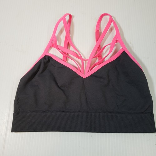 Pink Victoria"s Secret Activewear Gray/Hot Pink Racer Back Sports Bra SZ XS - Picture 1 of 7